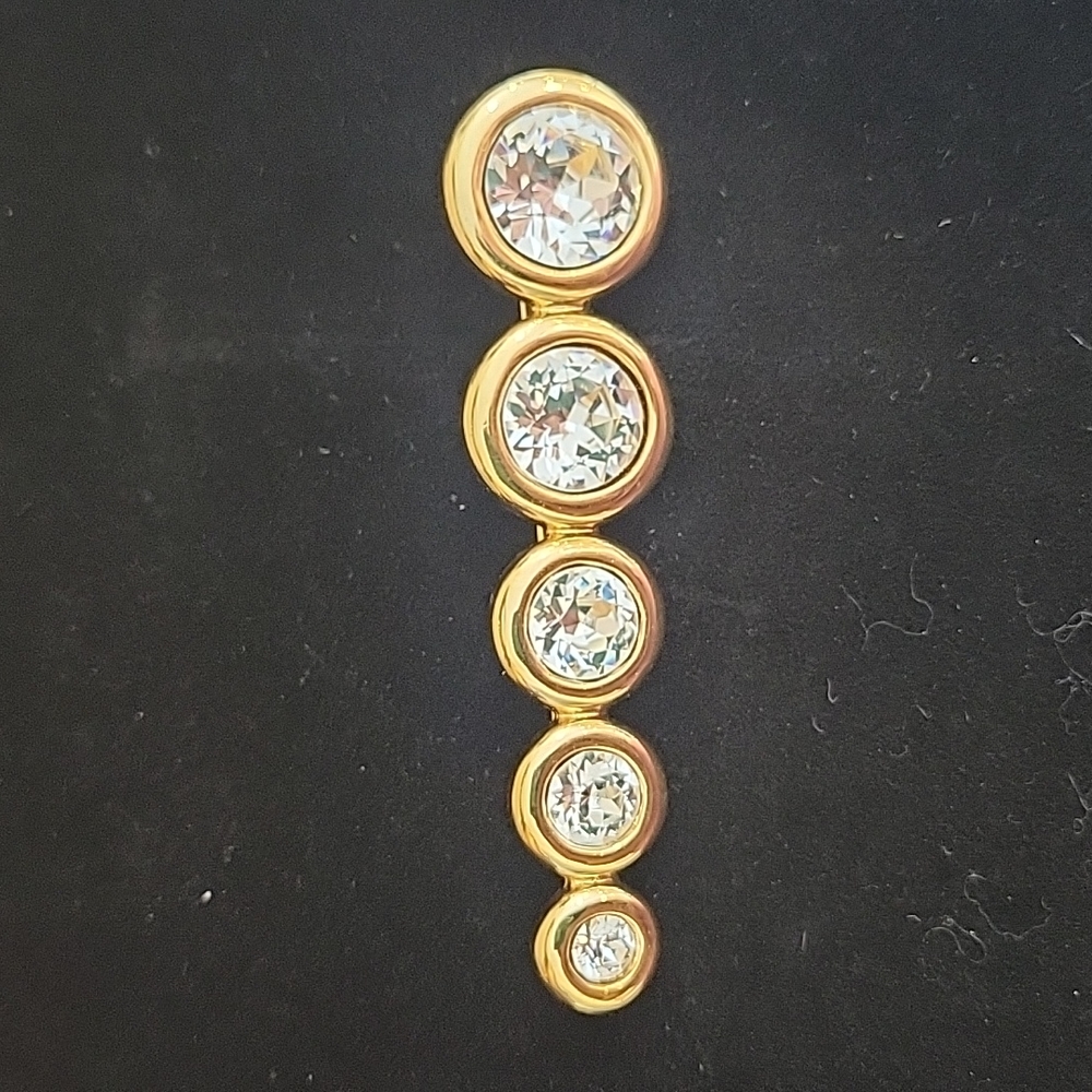 NAPIER Gold Tone Crystal Rhinestone Bar Pin Brooche